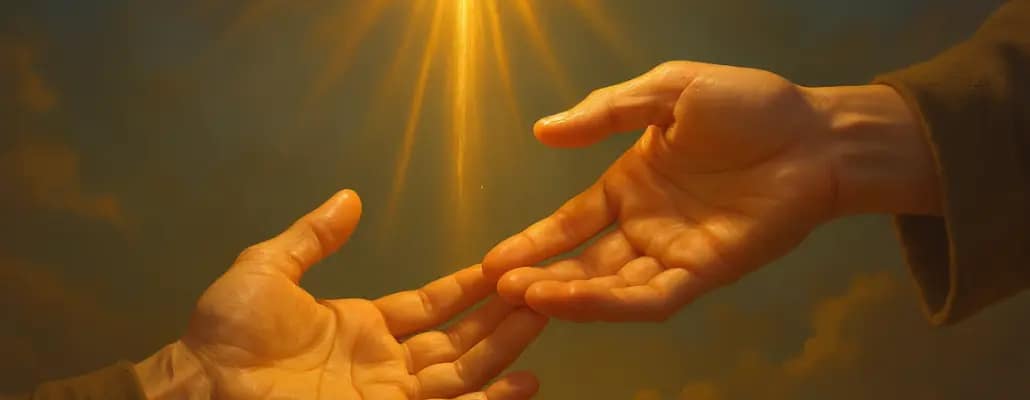 Relacionamento com Deus - Duas mãos se tocando figurando Deus está de mãos abertas pronto para ter aproximação contigo.