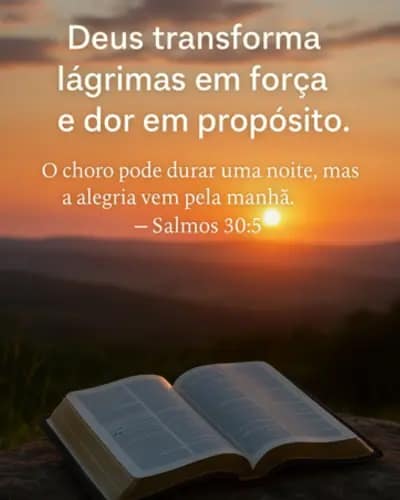 Deus Transforma Vidas, versículo bíblico, bíblia aberta no fundo o Por do Sol