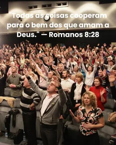 Todas as coisas cooperam para o bem dos que amam a Deus, pessoas unidas satisfeitas com JESUS CRISTO.